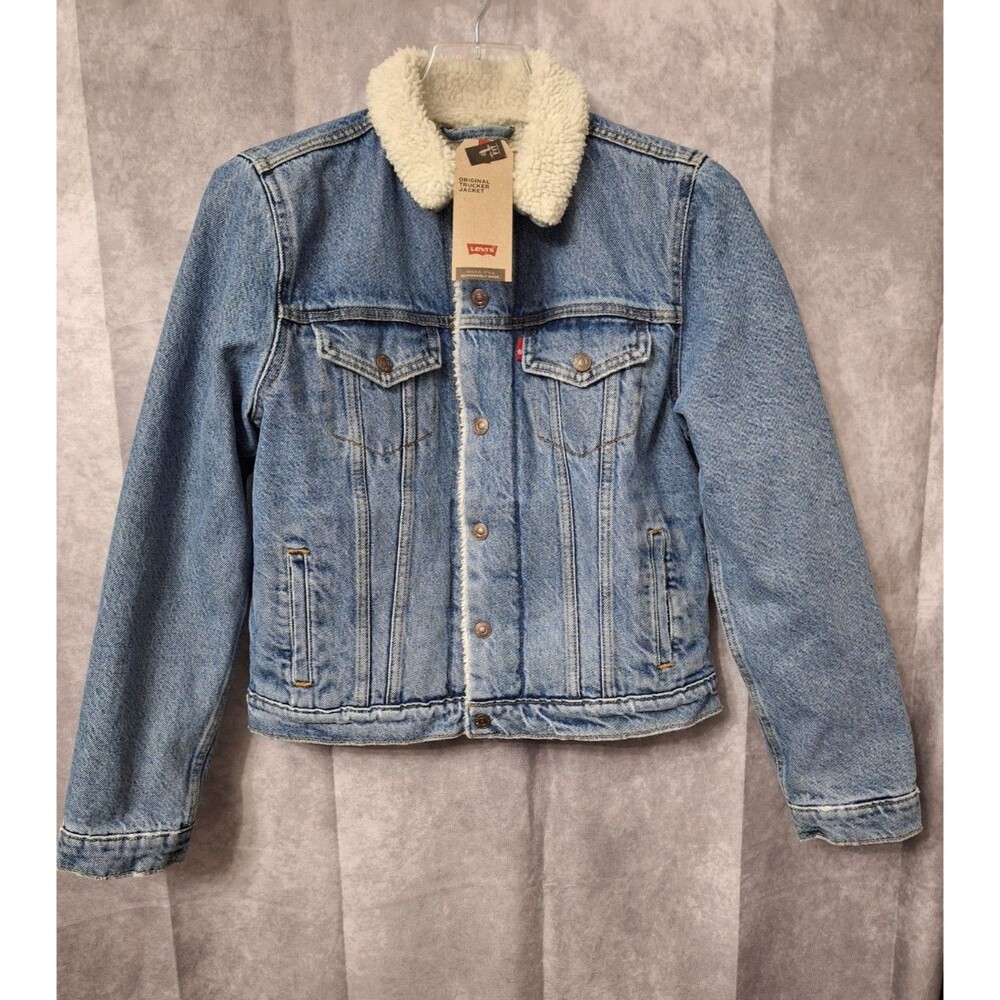Levi's Light Blue Denim Jacket with Cream Sherpa Collar